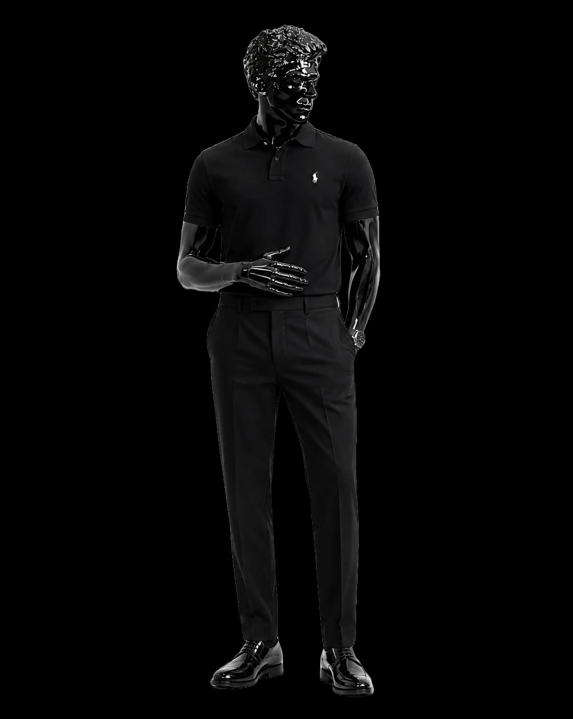 DAPPER — figure in a tailored double-breasted tuxedo